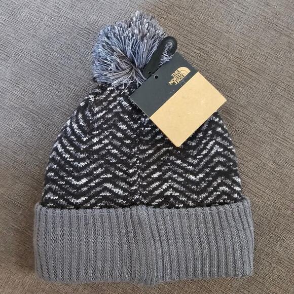 The North Face Women\'s Black & Vanadis Gray Chevron Pom Beanie Size One Size main image 6